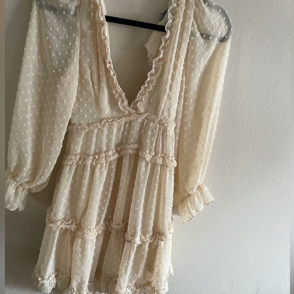 J for Justify Cream Textured Swiss Dot Mini Dress - Picture 2 of 6